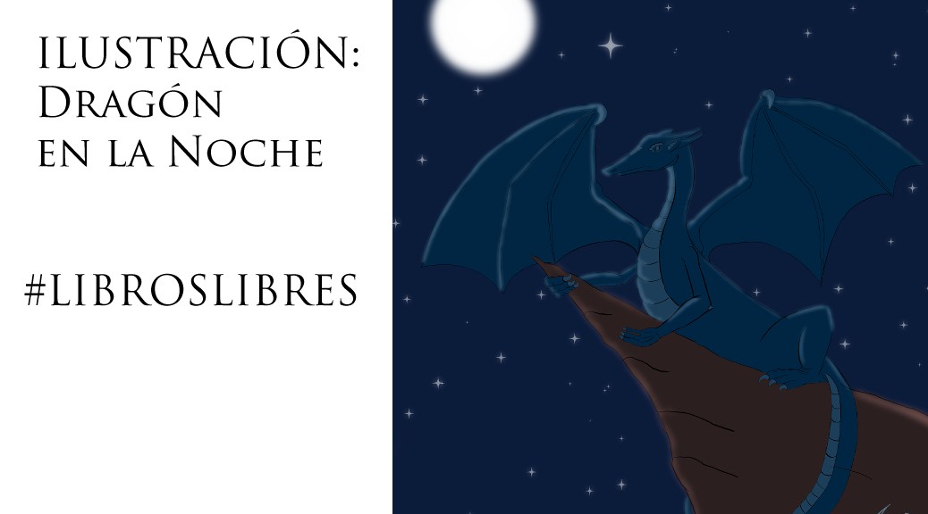Dibujo digital de dragón en la noche